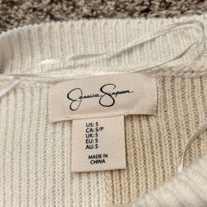 Jessica Simpson Cream Ribbed Scoop-Neck Sweater